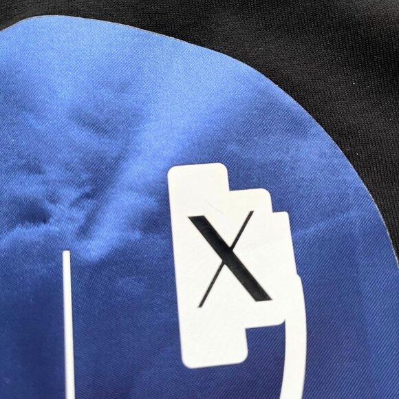 NWT ARMANI EXCHANGE WOMEN'S BLACK BLUE SMILEY GRAPHIC PRINT CREWNECK SWEATSHIRT - Picture 12 of 14